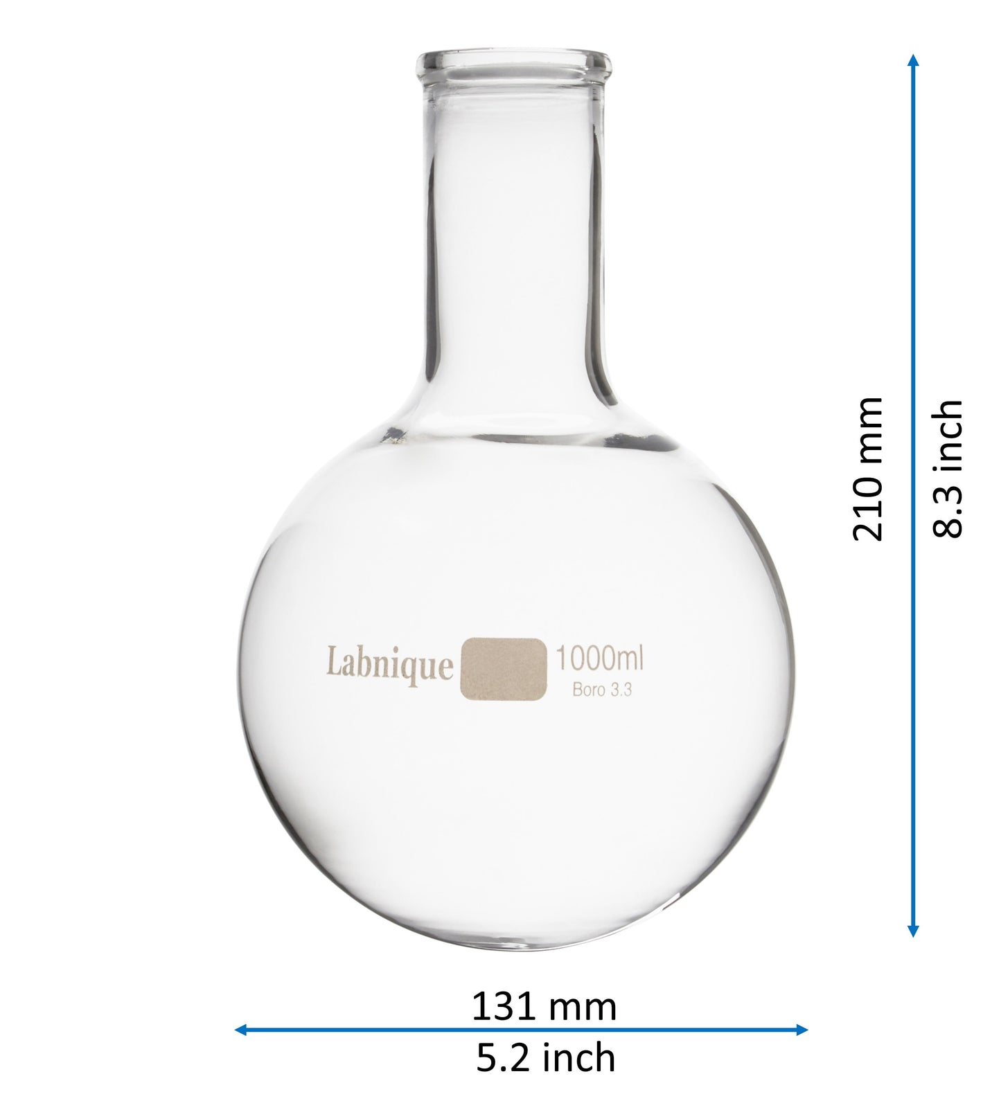 1000ml glass round-bottom flask with measurements