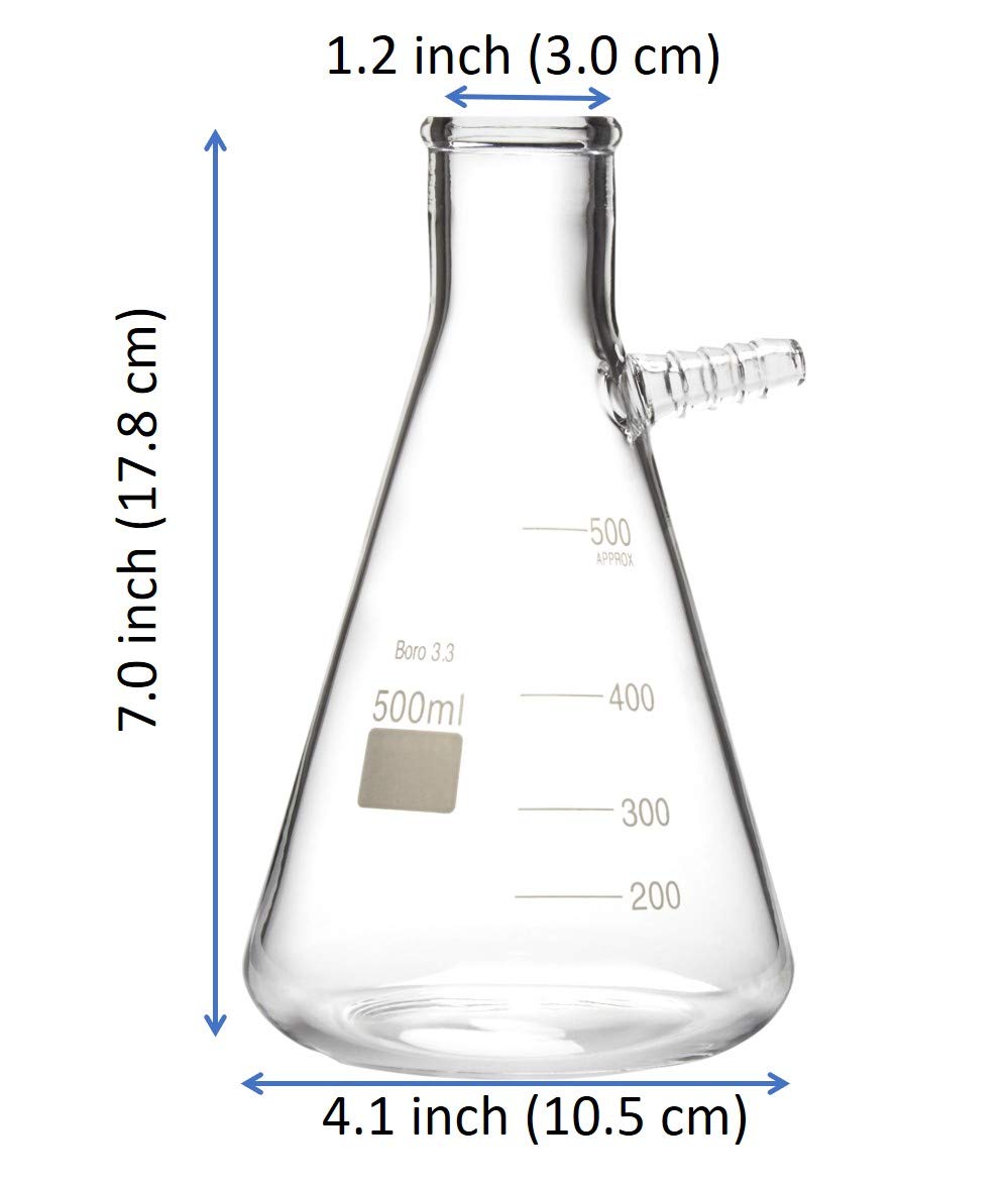 Glass Filtering Flask with Upper Tubulation, 500ml (Pack of 8)