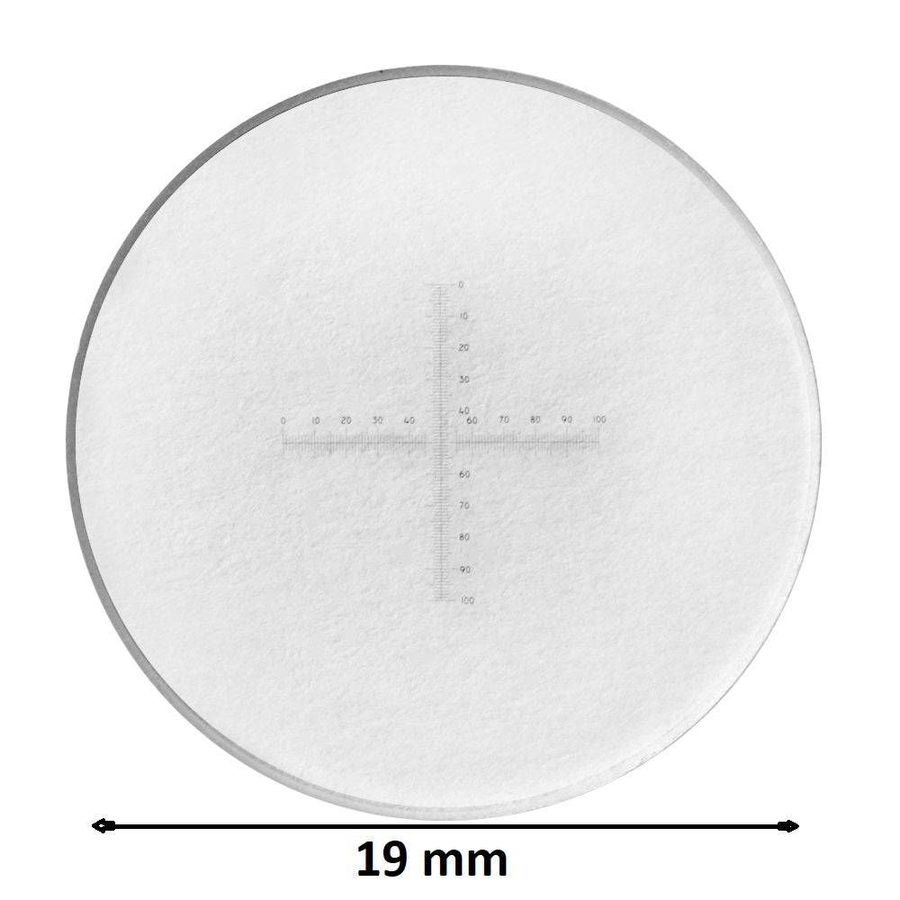 0.1 mm Ocular Micrometer Cross Line Reticle Microscope Stage Calibration Slide Eyepiece Micrometer(Diameter 19 mm)