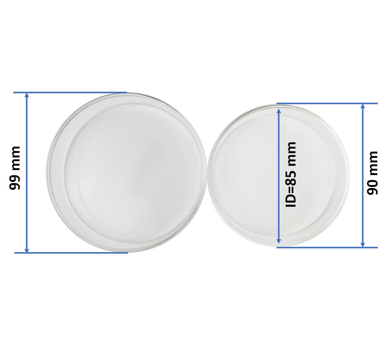 90mm OD Glass Petri Dish with Lid (Pack of 10)