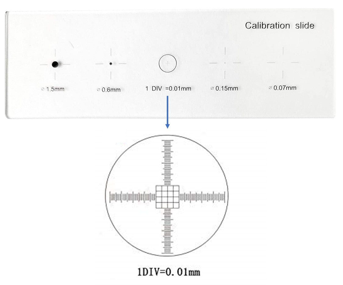 Microscope Stage Micrometer Calibration Slide with 5-Scales and 0.01mm Line Resolution (TS-M2)