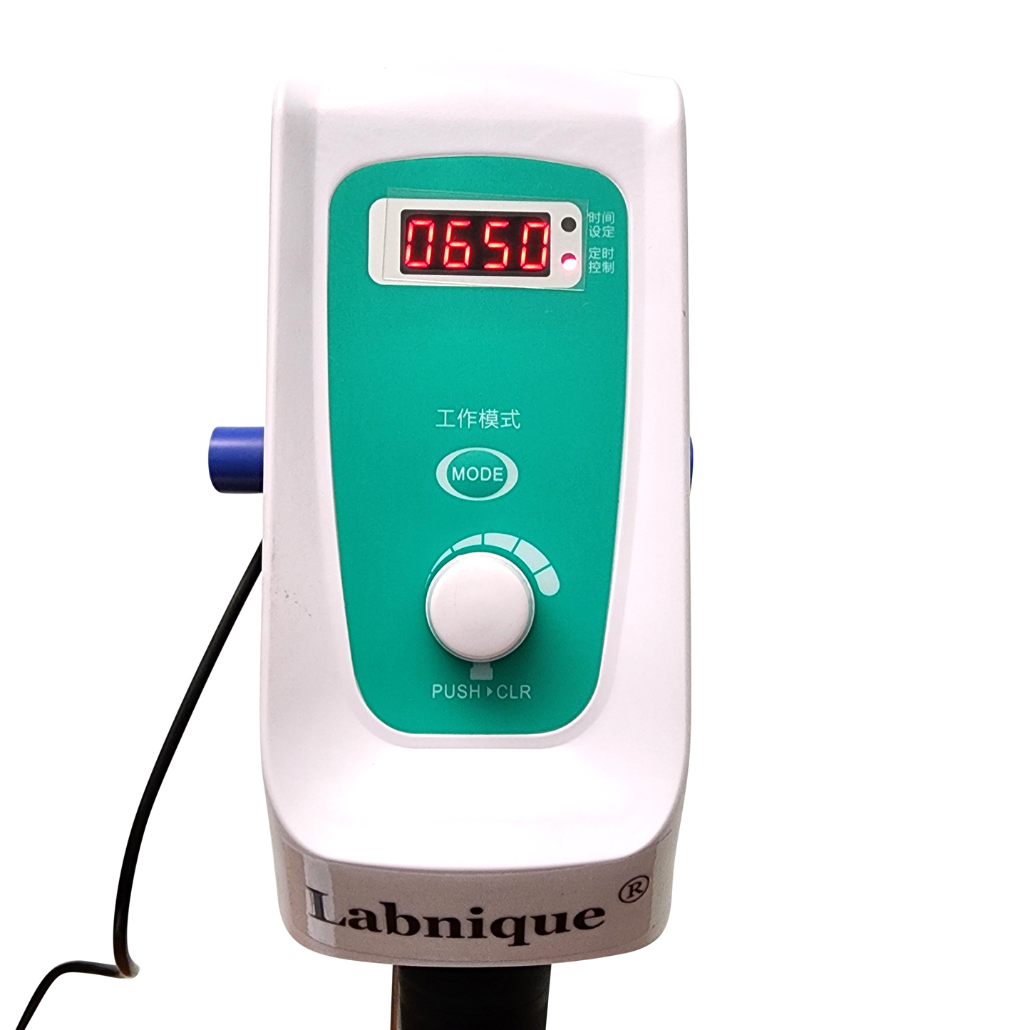 Digital overhead stirrer close-up, displaying reading 0650.