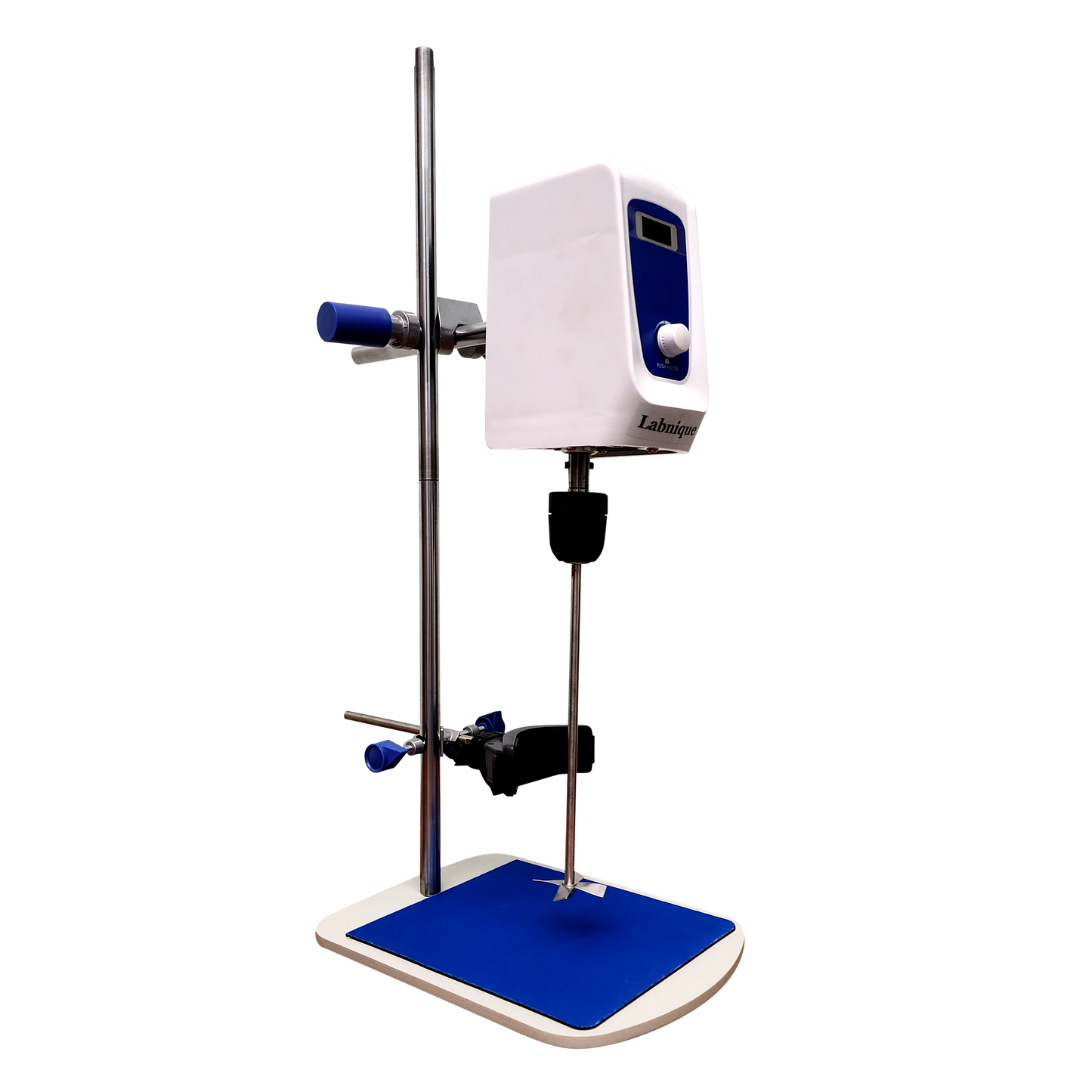 Labnique digital overhead stirrer, 20L, with stand, mixing platform, and digital display.