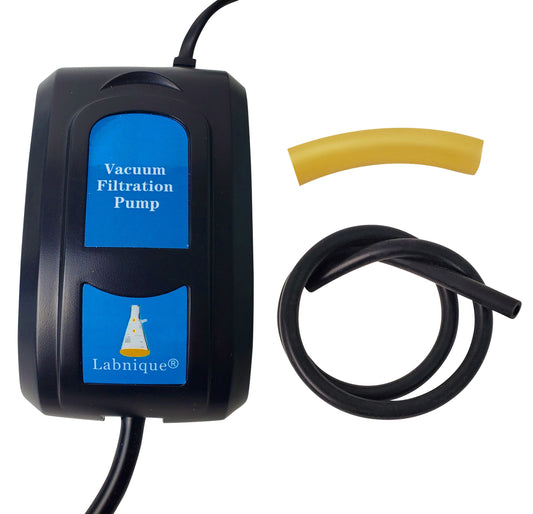 Labnique vacuum filtration pump, front view with tubing.