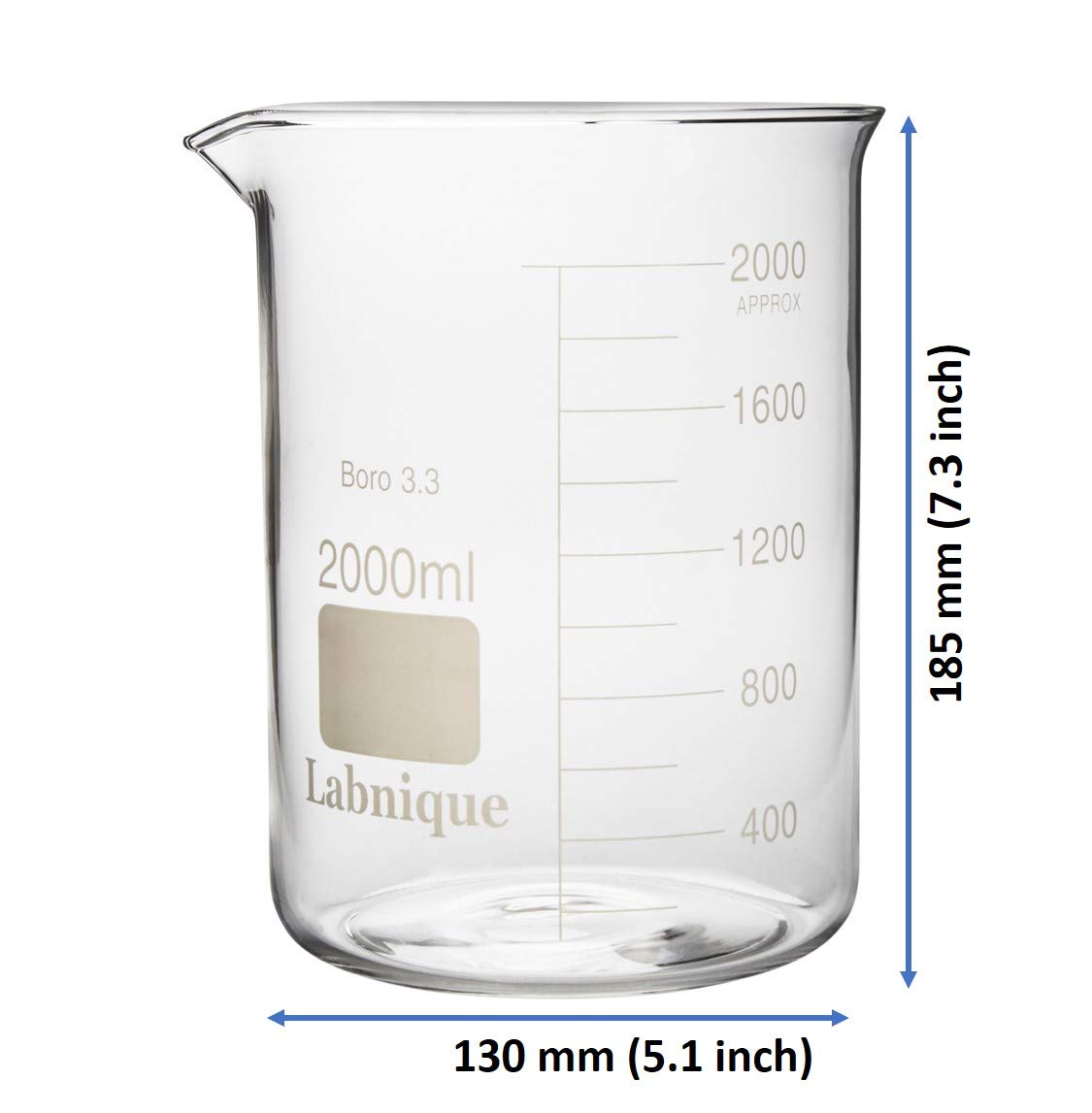 Glass Beaker, Low Form, 2000ml (Case of 16)
