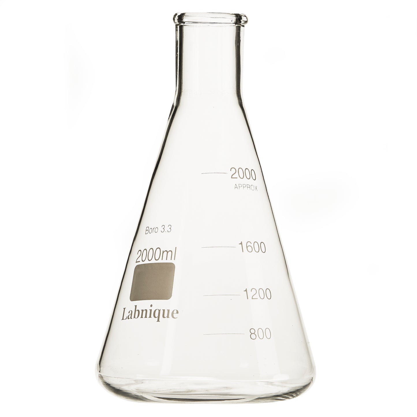 Glass Conical Flask/Erlenmeyer Flask with Narrow Mouth, 2000ml (Case of 6)