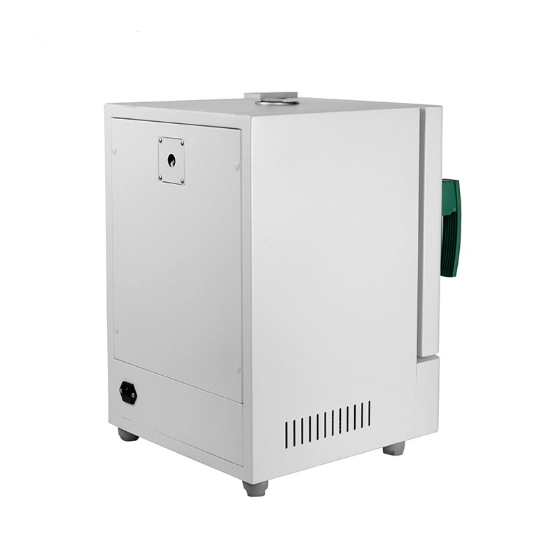 Labnique 18L digital drying oven, 300C, rear angled view showing power inlet and vents.