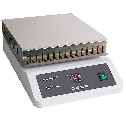 Labnique large 12x12 digital hot plate, 350C, with display and controls.