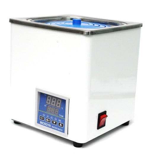 Digital thermostatic water bath with selectable openings and 3L capacity, designed for laboratory use.