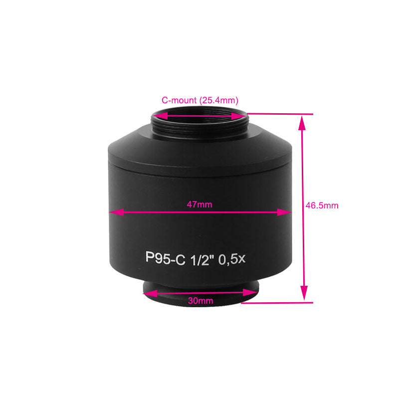 C-Mount Camera Adapter for Zeiss Microscope with ISO 30mm Port (0.5X)