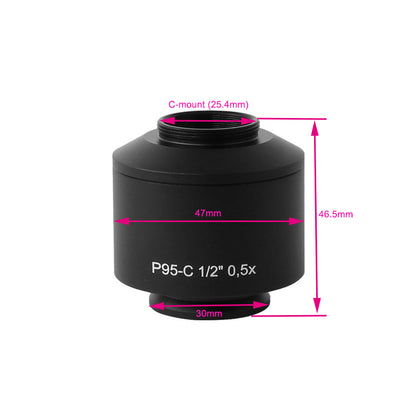 C-Mount Camera Adapter for Zeiss Microscope with ISO 30mm Port (0.5X)