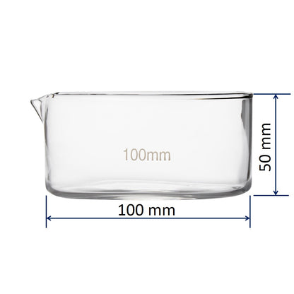 Glass Crystallizing Dish with Spout, 100 mm Diameter x 50 mm Height (Pack of 6)