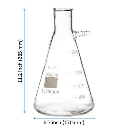 Glass Filtering Flask with Upper Tubulation, 2000ml (Case of 6)