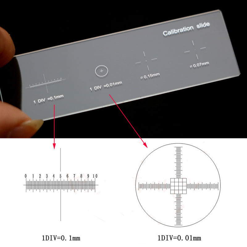 Microscope Stage Micrometer Calibration Slide (TCM-H) with 4-Scales and 0.01mm Line Resolution