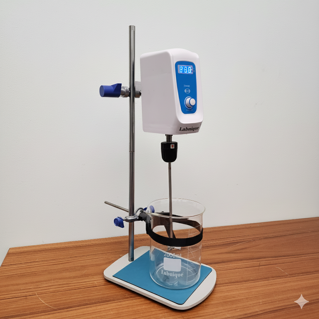 Labnique Digital Overhead Stirrer with Stand, Mixing Platform and Timing Function, Overhead Mixer, 100-1500rpm, 20L Capacity, 200W