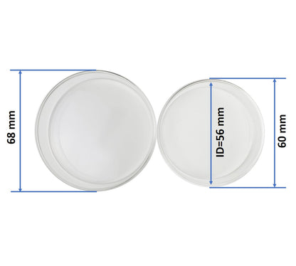 60mm OD Glass Petri Dish with Lid (Pack of 20)