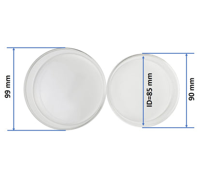 90mm OD Glass Petri Dish with Lid (Pack of 10)