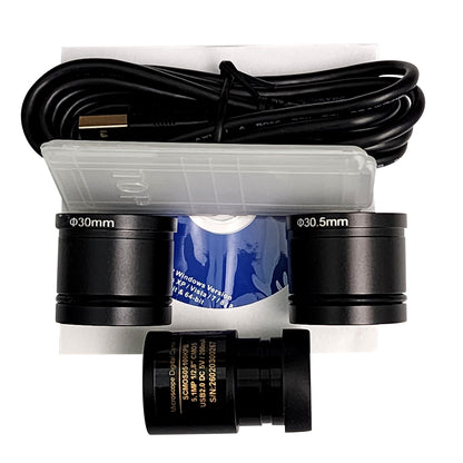 5MP USB 2.0 Eyepiece Camera, Digital Microscope Camera with Ring Adapters and Calibration Slide