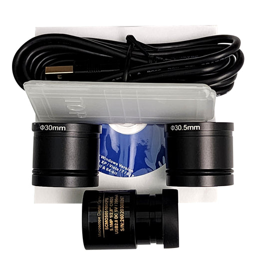 5MP USB 2.0 Eyepiece Camera, Digital Microscope Camera with Ring Adapters and Calibration Slide