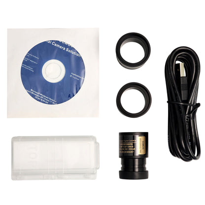 5MP USB 2.0 Eyepiece Camera, Digital Microscope Camera with Ring Adapters and Calibration Slide
