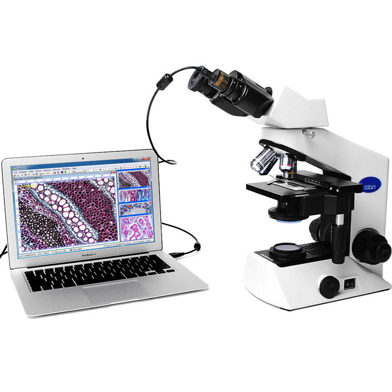 5MP USB 2.0 Eyepiece Camera, Digital Microscope Camera with Ring Adapters and Calibration Slide