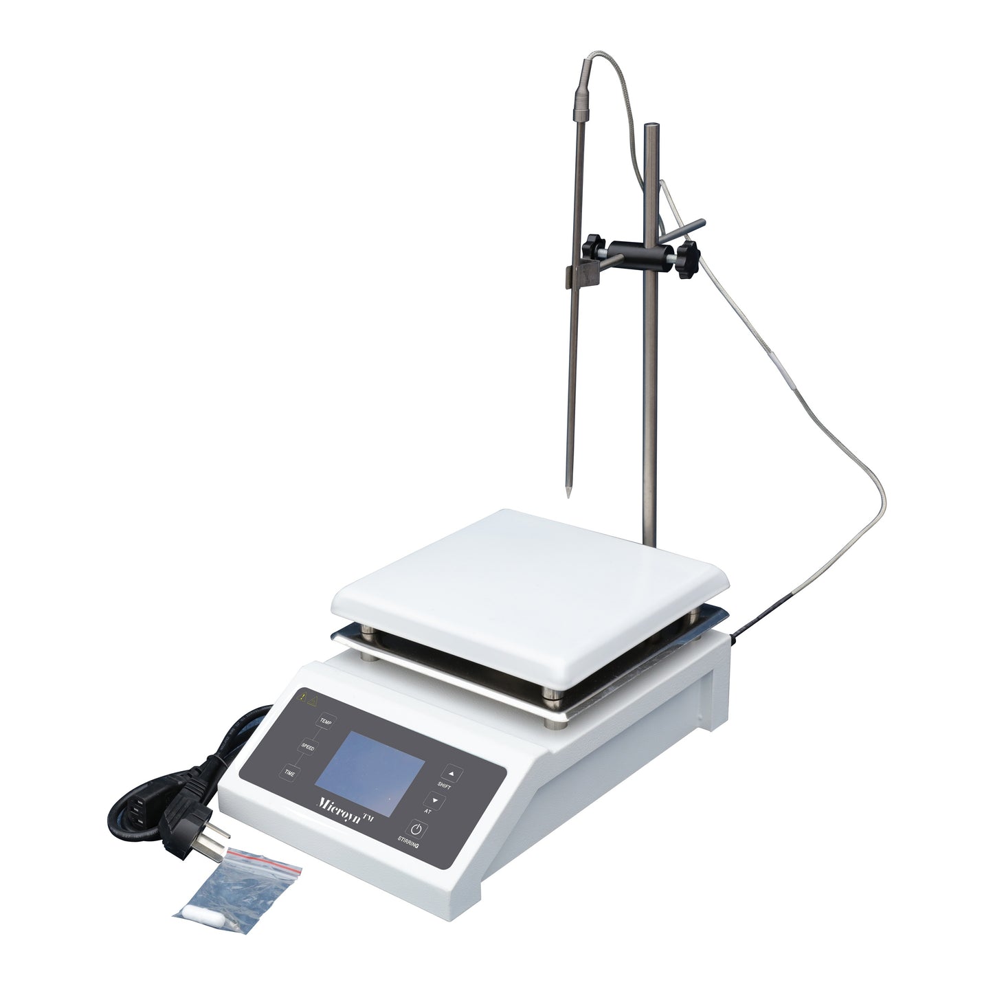Digital Magnetic Stirrer Hot Plate with Timing Function, 7"x7" Large Panel, Temperature Probe and Supporting Rod Included