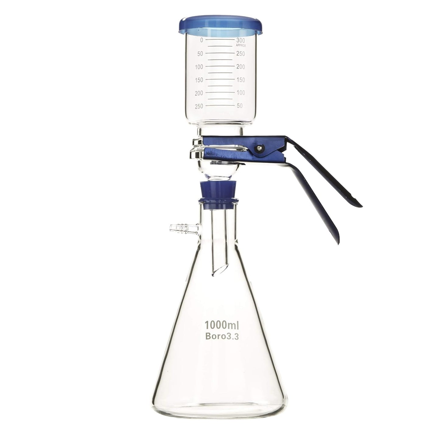 Glass vacuum filtration distillation apparatus with 1000ml capacity, for laboratory separation.