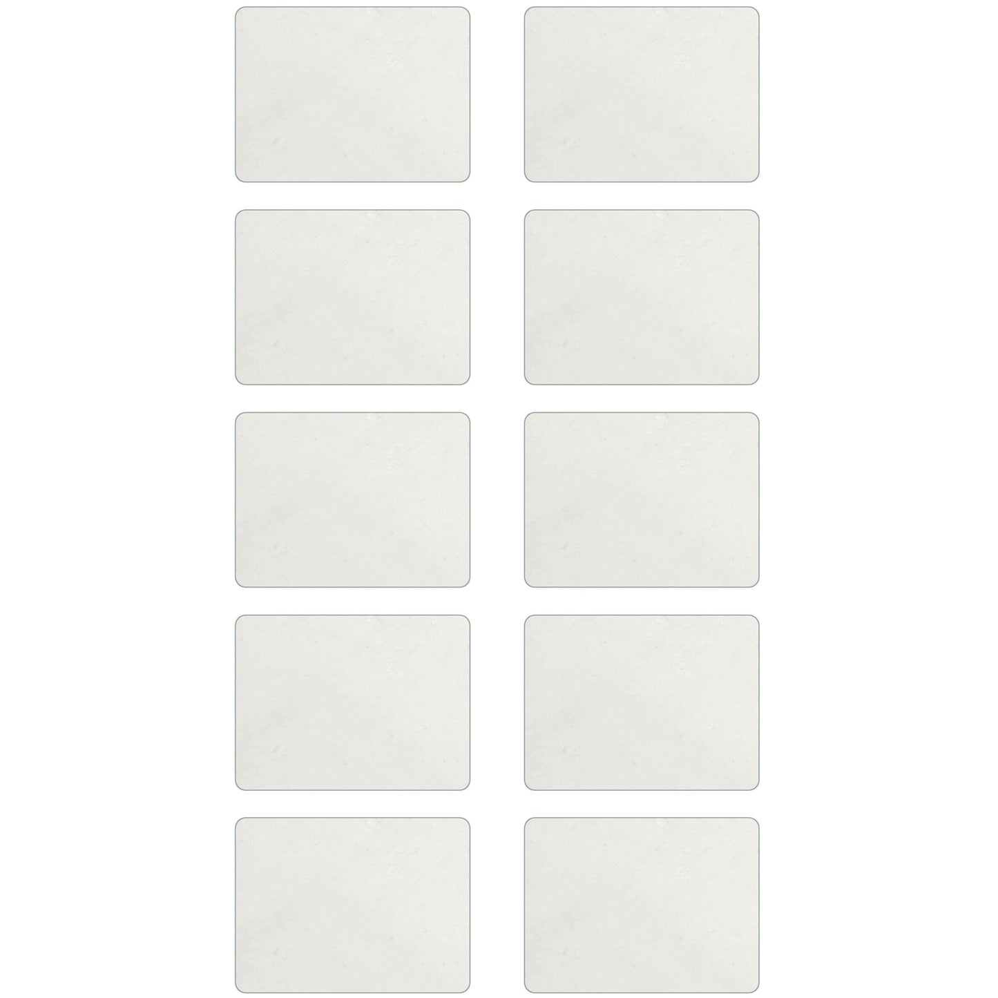 Pack of 10 Labnique hemocytometer cover glasses, 26x20mm size and 0.4mm thickness, arranged in two rows for counting chamber use.