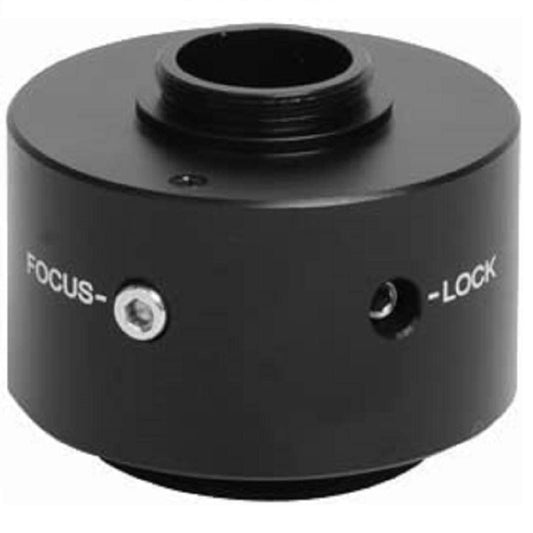 Labnique 0.5x C-mount adapter for Olympus microscopes featuring a 42mm dovetail mount and adjustable focus-lock mechanism.