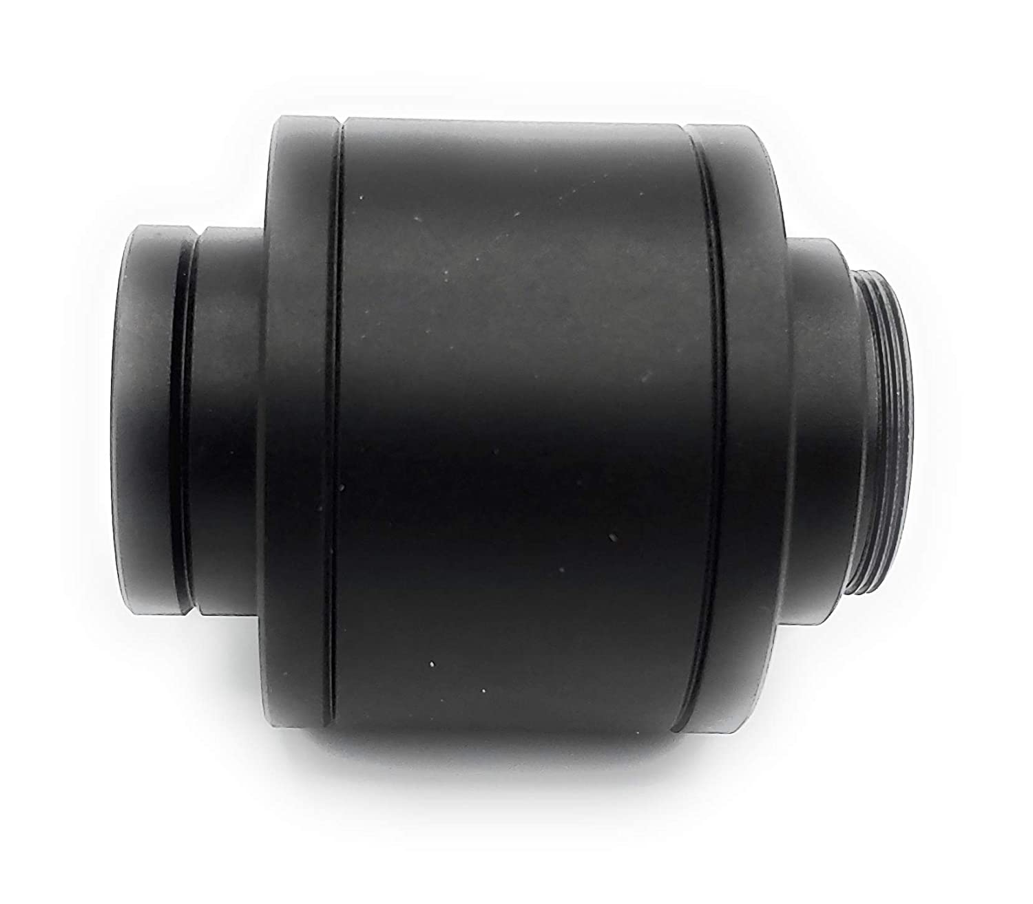 Side profile of the Zeiss camera adapter highlighting the 30mm ISO connection compatible with Axiostar and Axioskop series microscopes.