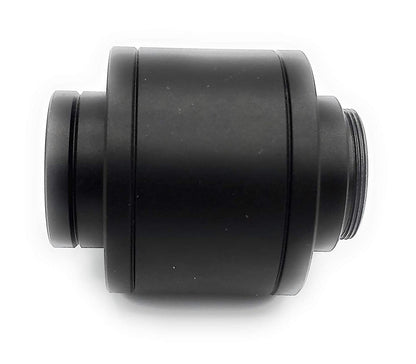 Side profile of the Zeiss camera adapter highlighting the 30mm ISO connection compatible with Axiostar and Axioskop series microscopes.