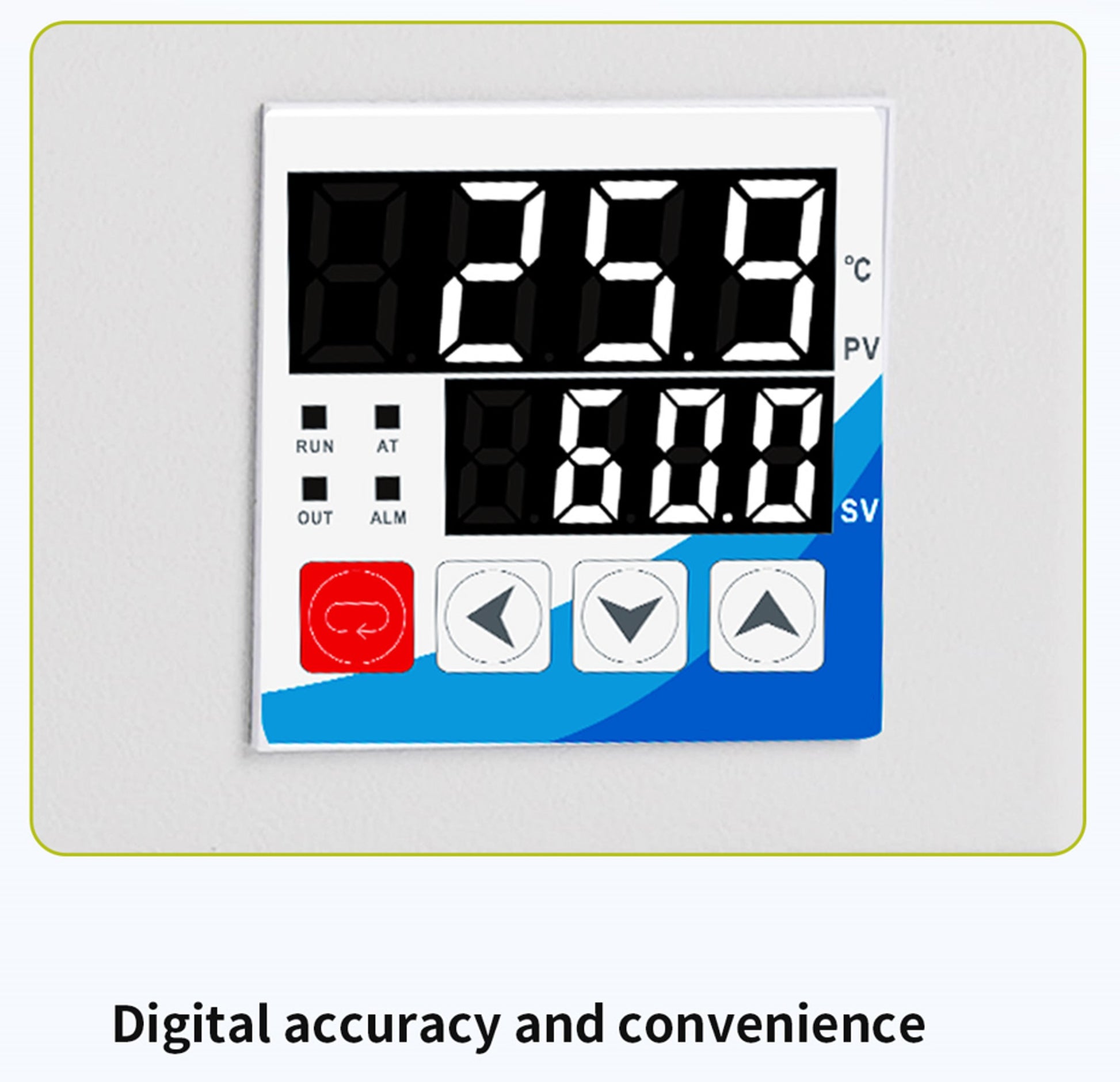 Close-up of EcoBath water bath digital display panel.