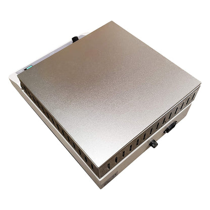 Labnique large 12x12 analog hot plate, 320C, top angled view.