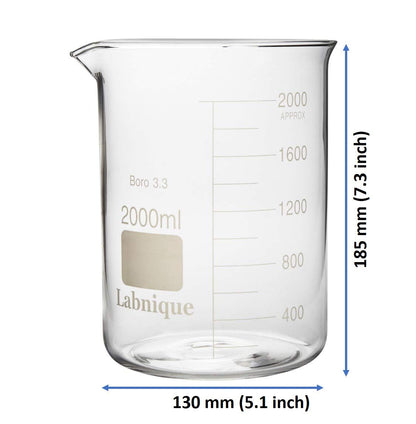 Glass Beaker, Low Form, 2000ml (Case of 16)