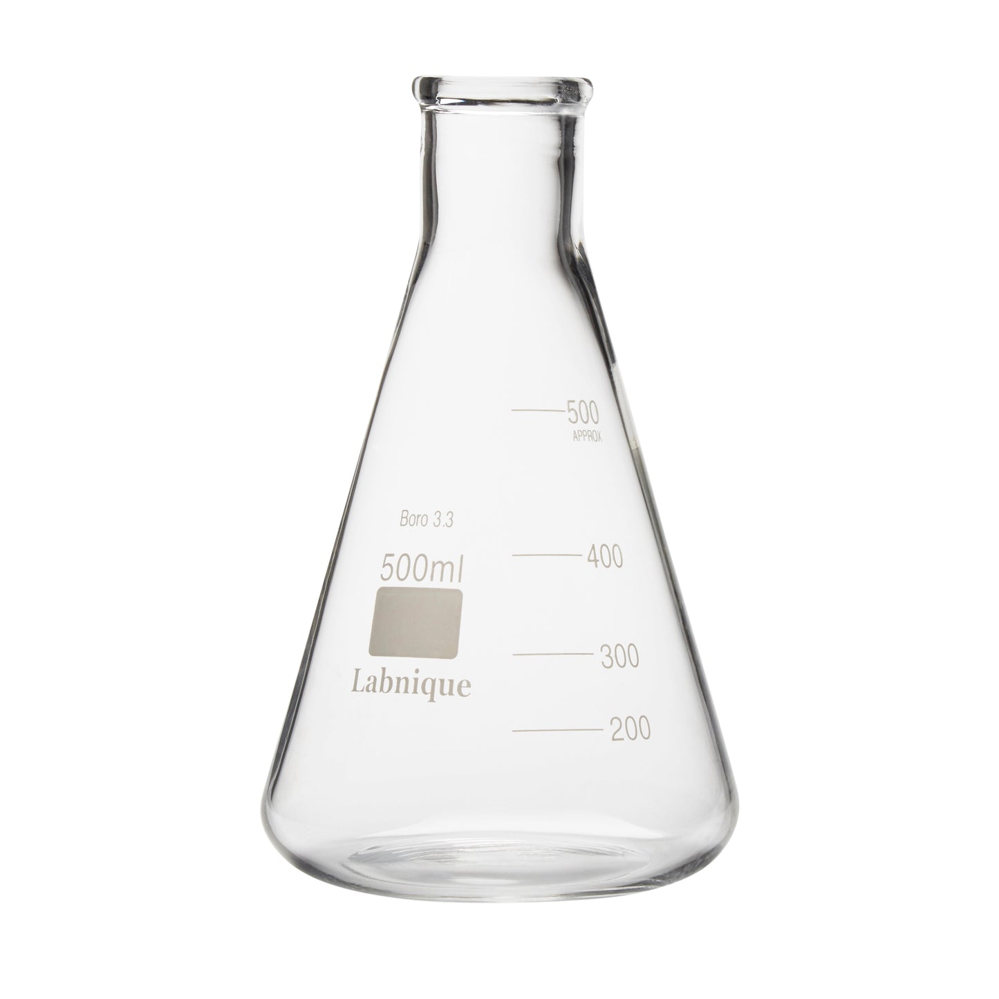Glass Conical Flask/Erlenmeyer Flask with Narrow Mouth, 500ml (Case of 32)