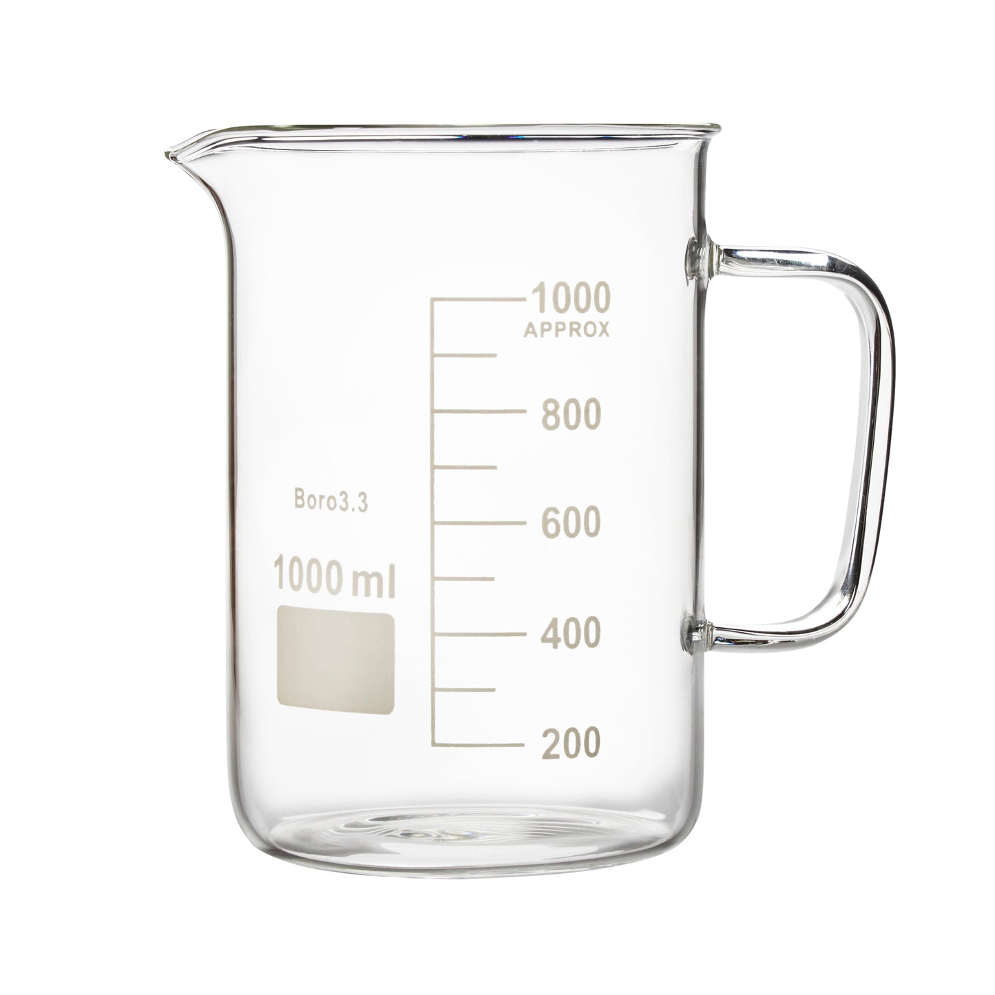 Glass Beaker with Handle, Beaker Mug with Pouring Spout, 1000ml (Case of 12)