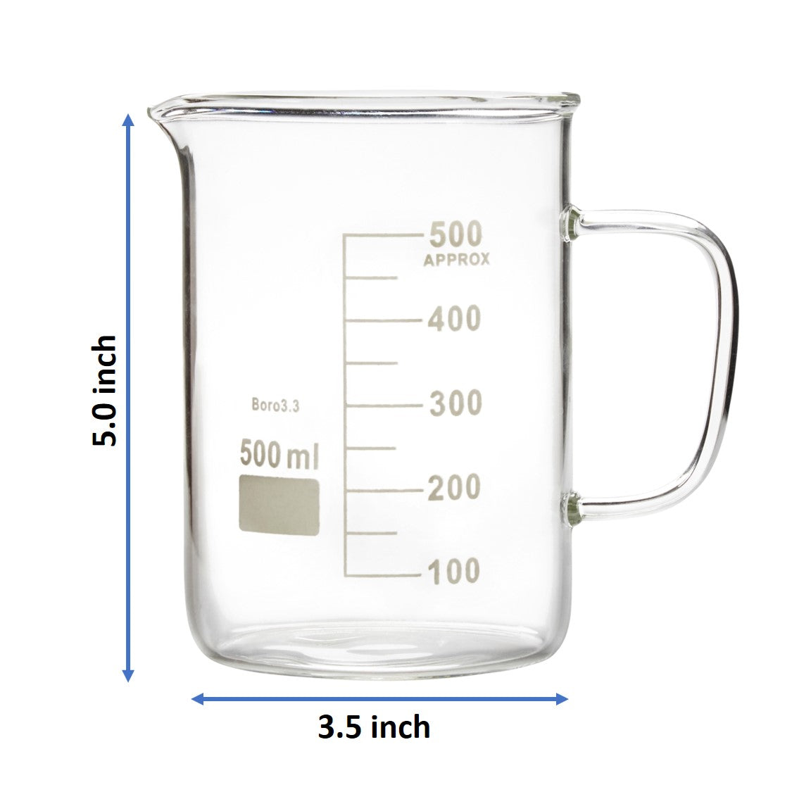 Glass Beaker with Handle, Beaker Mug with Pouring Spout (pack of 4)