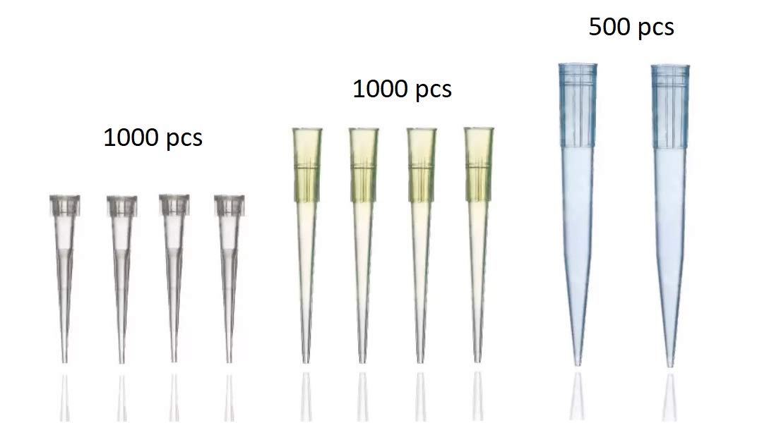 Laboratory Universal Pipette Tips Set with Racks: 10 μl, 200 μl and 1000 μl