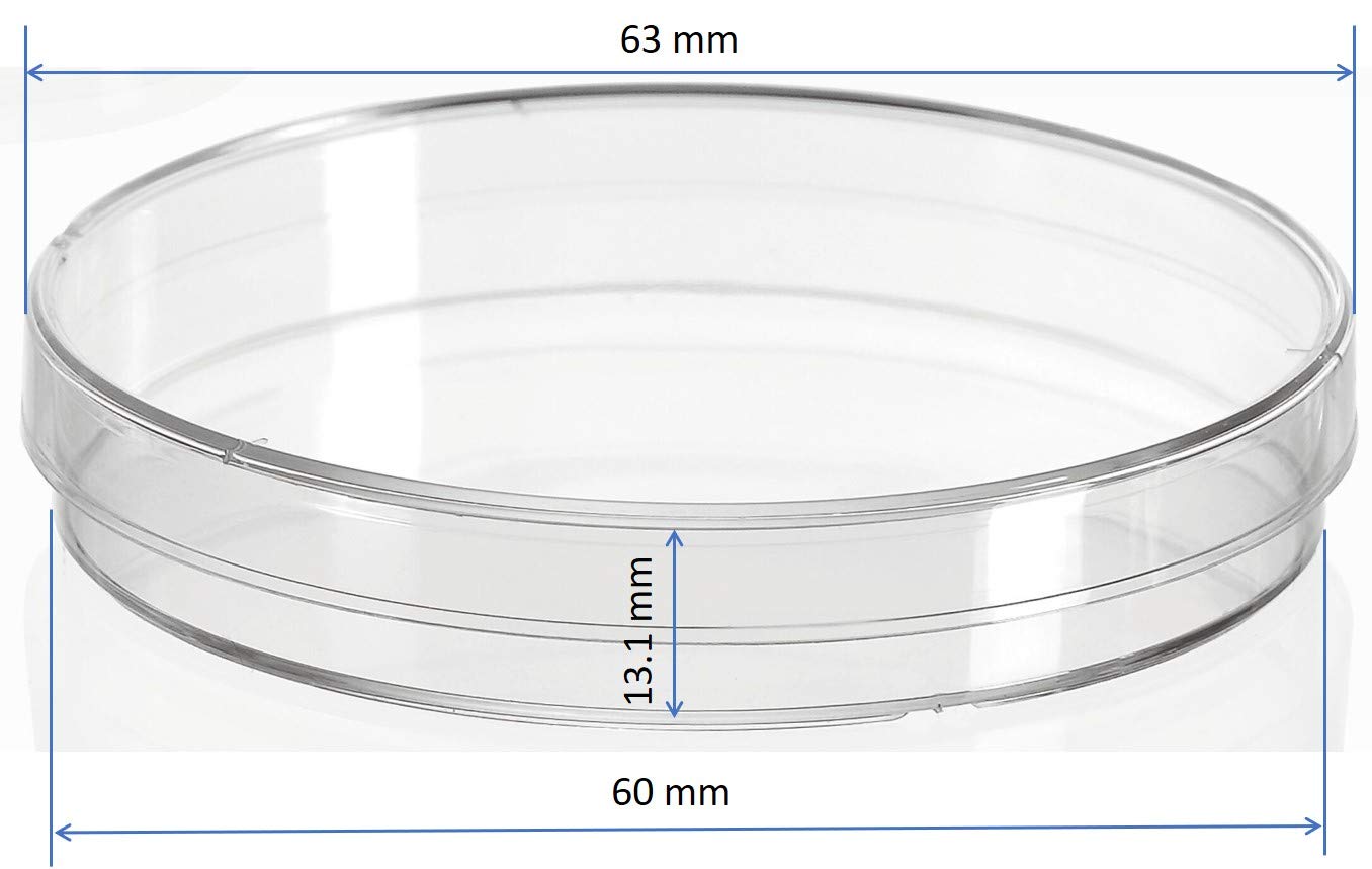 Polystyrene Petri Dish with Vented Lid, 60mm, Sterile (case of 1040)